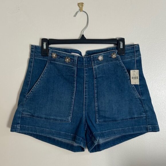 NWT Pilcro Anthropologie- The Kit High-Rise Blue Utility Shorts- Size 31 - Picture 4 of 8